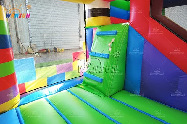 cheap inflatable lego blocks combo with dry slide