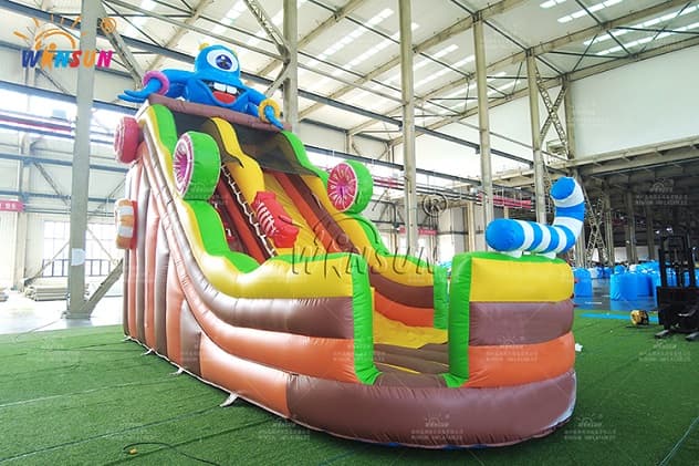 commercial candy monster dry inflatable slide