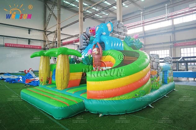 wholesale jungle animals inflatable bouncer dry slide