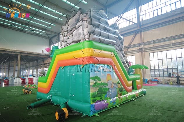 indoor jungle animals inflatable bouncer dry slide