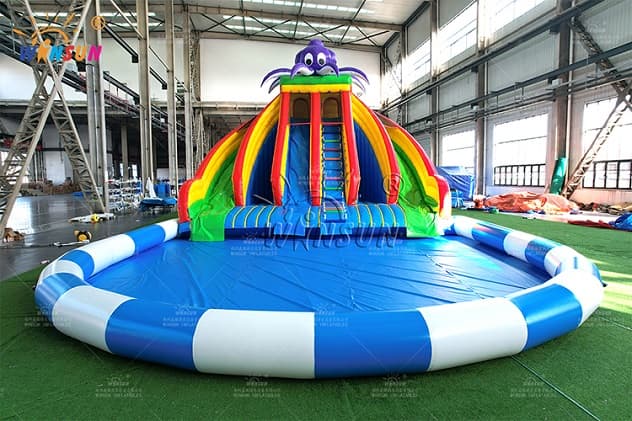 Commercial giant inflatable water slide with pool