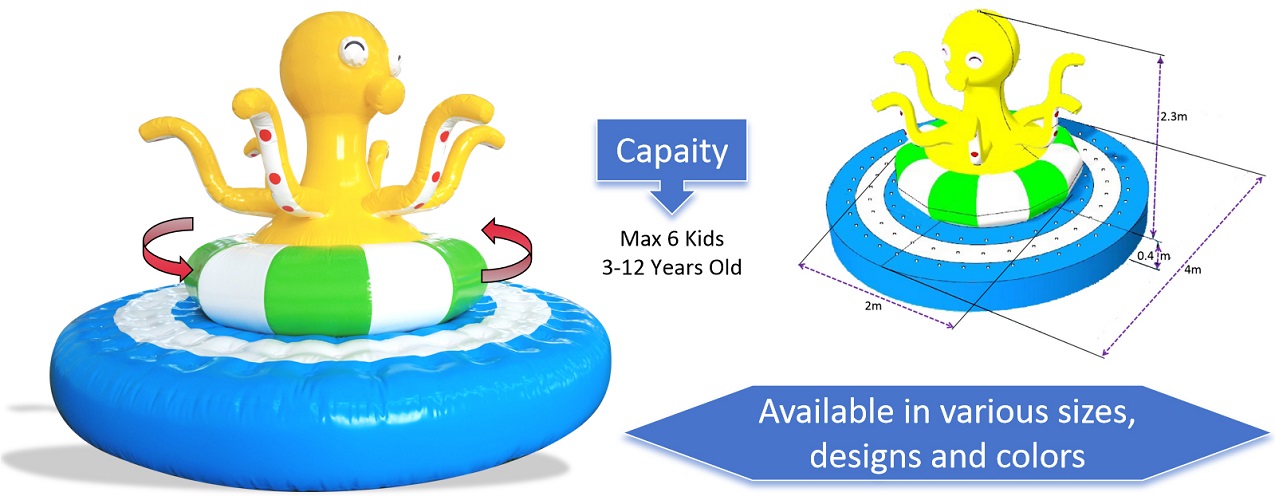 Indoor inflatable rotation octopus fun game