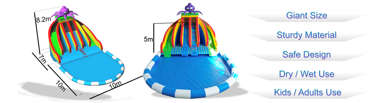 high quality Inflatable wet slide outdoor