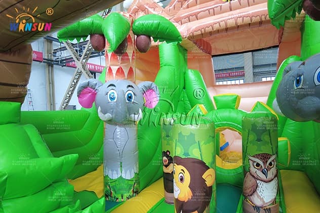 jungle animals inflatable bounce slide