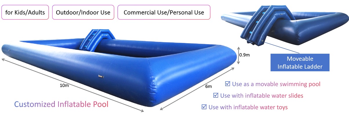 Inflatable pool with inflatable stair for adults