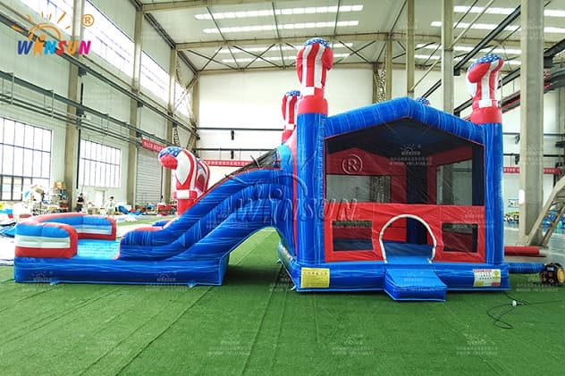 American Flag Combo Bounce House with Slide