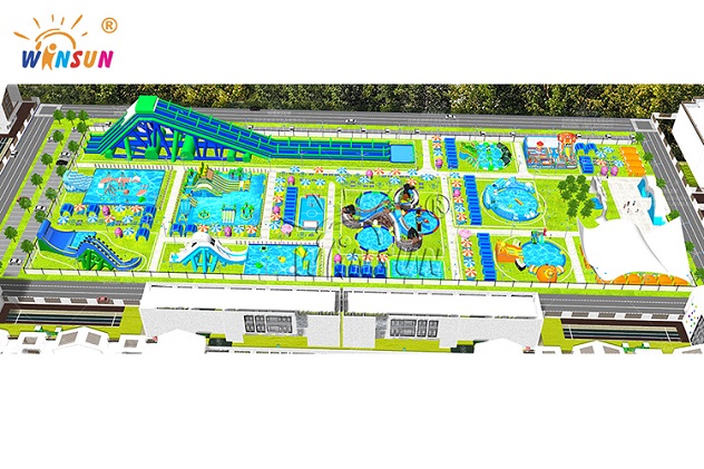 Giant inflatable water park mobile inflatable slide with pool