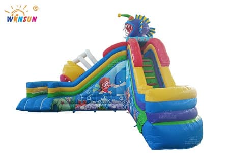 WSS-469 Piranha Inflatable Water Slide With Air-tight Pool