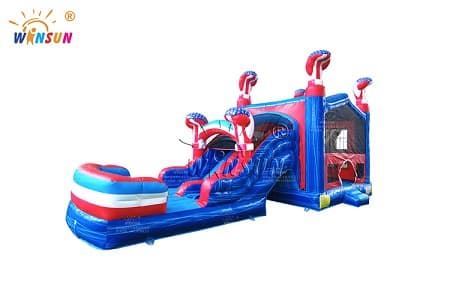 WSC-617 American Flag Combo Inflatable Bounce House with Slide