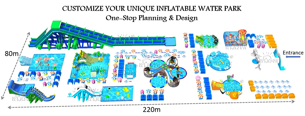 Outdoor commercial grade inflatable mobile water park