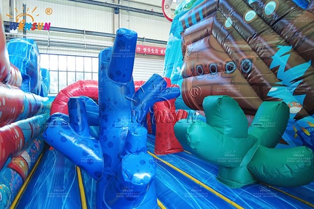 3D octopus front inflatable slide combo