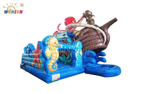 WSC-632 Octopus Pirate Ship Obstacle Inflatable Combo