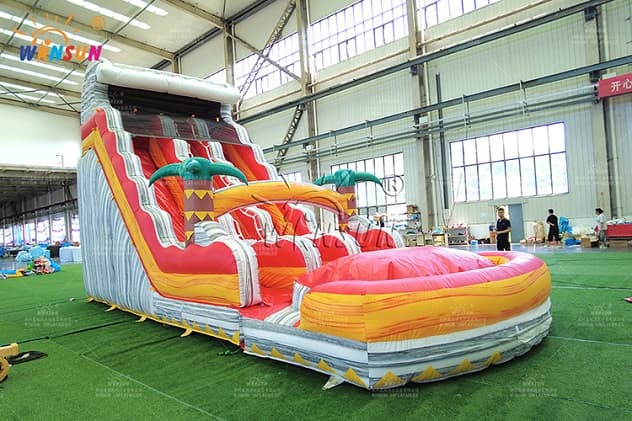 Beach Coconut Tree Inflatable Water Slide with Pool