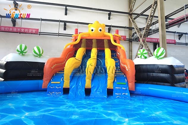 Custom Children Octopus Water Slides with pool for sale