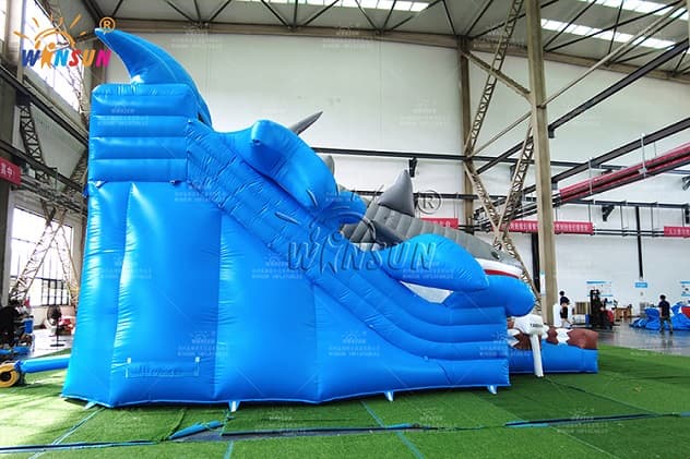 GIANT INFLATABLE SHARK WATER SLIDE FOR KIDS