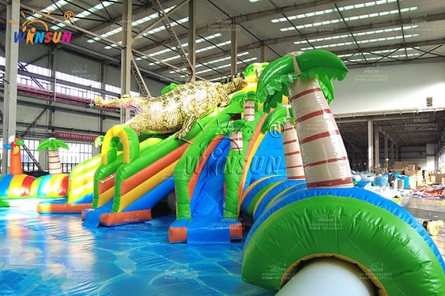 Hot sales inflatable crocodile coconut palm mobile pool water park