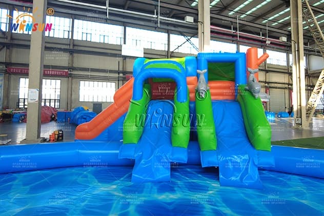 New Popular Inflatable Water Park Slide with Big Pool for Kids