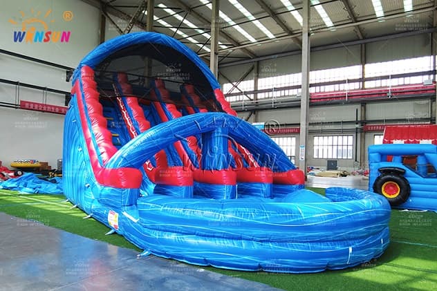 four lane Inflatable Water Slide with Pool