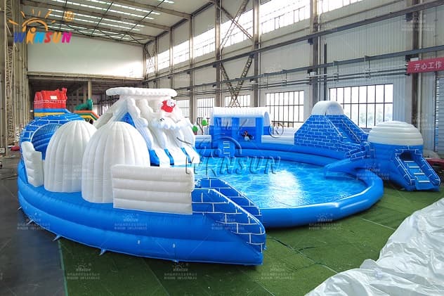 pool water park inflatable with slide adult