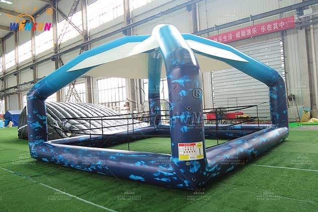 Commercial inflatable boxing ring with canopy