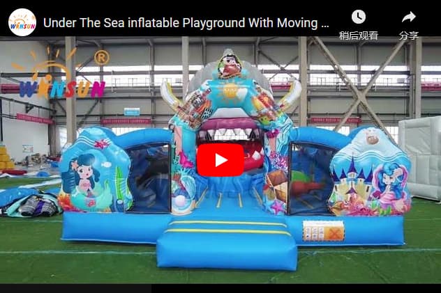 Custom inflatable playground with shark moving mouth