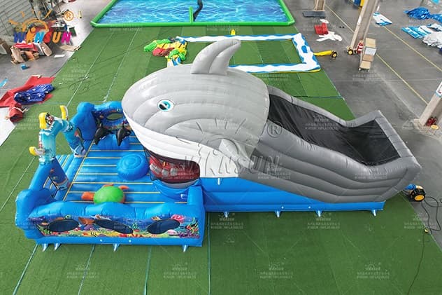 Giant Inflatable shark Moving Mouth Slide