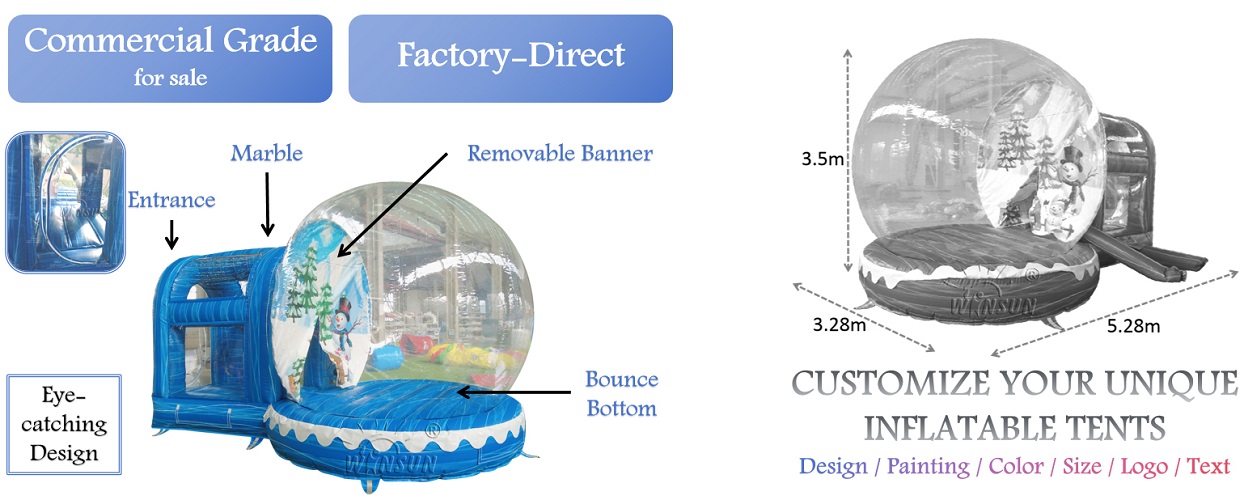 Inflatable bubble house snow globe