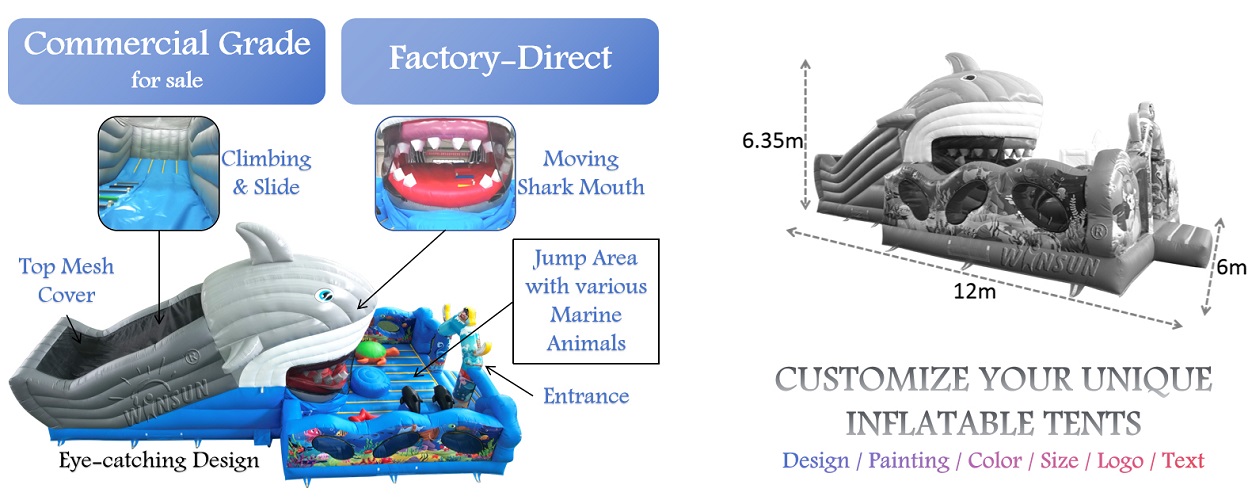 Inflatable funland shark with moving mouth