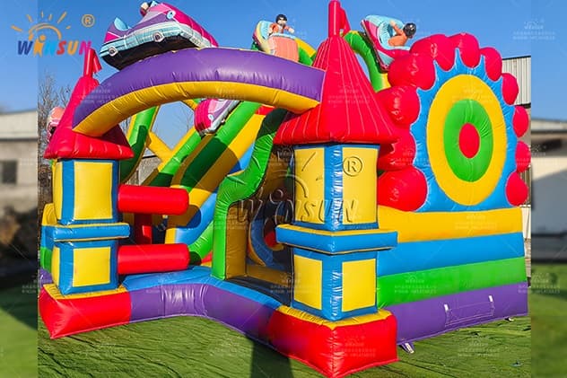 New arrival inflatable bouncer combo funcity roller coaster