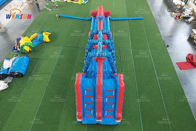 Inflatable Water Obstacle Course with Extended Air Blower Tube